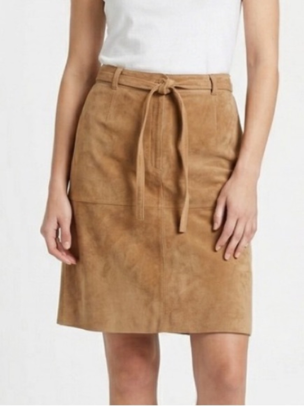 Isaac Mizrahi Tan Suede A-Line Skirt
